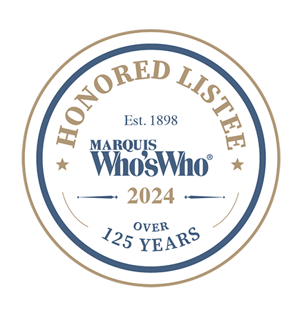 Marquis honored listee attorney 2024 Who'sWho badge.